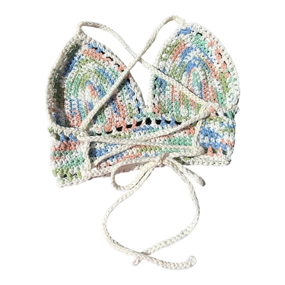 Halter Crop top, Handmade Crochet 100% Cotton, NWOT - Picture 3 of 9